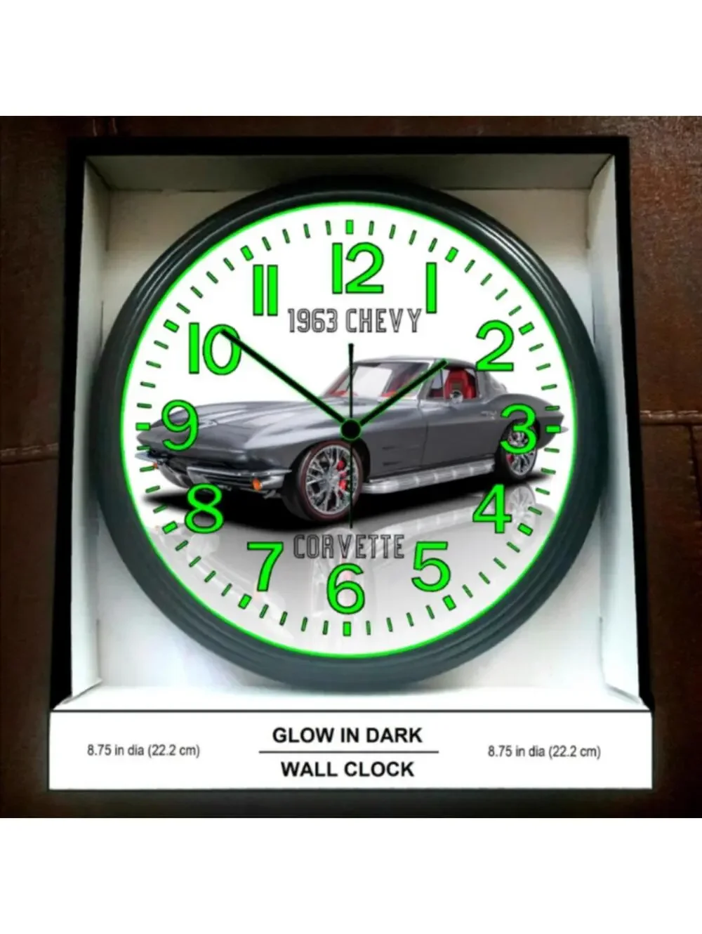1963 Chevy Chevrolet Corvette Glow In The Dark Wall Clock New! In The Dark Wall